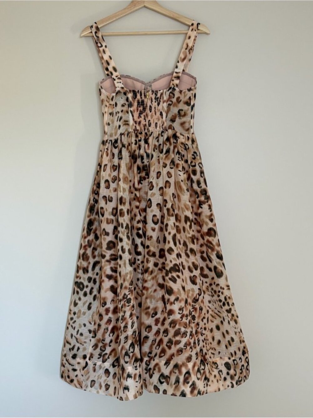 NEW CARA CARA Pheobe Midi Dress Bustier Cheetah Blush Brown Tan Cream US 6 UK 10 - Picture 7 of 16